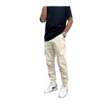 Gambocci Erkek Krem Kargo Cep Paça Lastikli Jogger Pantolon Krem S