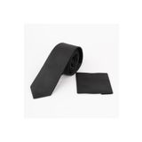 Gambocci erkek Siyah Armürlü Mendilli Kravat