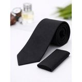 Gambocci Unisex Armürlü Kuş Gözü Desenli Slim Fit Mendilli Kravat - Siyah