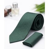 Gambocci Unisex Armürlü Kuş Gözü Desenli Slim Fit Mendilli Kravat - Yeşil