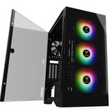 GAMDIAS ATX Mid Tower Oyun Kasası 3x120mm ARGB Bilgisayar Fanları ve Yan Temperli Cam Panel Masaüstü PC Şasi ile Salıncak Kapı