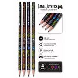 Game Joystick Kurşun Kalem 4 Adet Faber Castell Yuvarlak Gövdeli Siyah Kurşun Kalem Yumuşak Yazım Kolay Tutuş Kaliteli