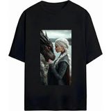 Game Of Thrones Baskılı Unisex Oversize T-Shirt - Siyah