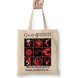 Game Of Thrones Bez Çanta Uzun Saplı - Açık Bej - 40 X 40