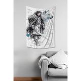 Game of Thrones John Snow Çizim Desenli Duvar Örtüsü Duvar Halısı Tapestry Süetimsi Dokulu%100 Polyester Kumaş