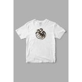 Game Of Thrones Targaryen House Baskılı Tişört - Beyaz