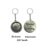 Game Of Thrones Tarzı Çift Taraflı Unisex Anahtarlık – Efsanevi Sembollerle Sadakat Temalı Tasarım