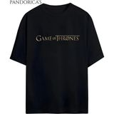 Game Of Thrones Tasarımı Yazılı Baskılı Unisex Pamuklu T-Shirt - Siyah - XL