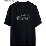 Game Of Thrones Tasarımı Yazılı Baskılı Unisex Pamuklu T-Shirt - Siyah