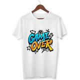 Game Over Baskılı Tişört Game Over Baskılı Tişört Oyun Bitti T-Shirt Yetişkin Unisex Tişört - 0 Beyaz - 8 Yaş