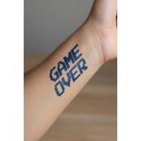 Game Over Minimal Yarı Kalıcı Geçici Dövme 1 Ay Kalıcı Yapıştırma Dövme 5x5 cm