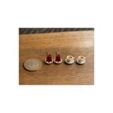 GAME SHOT 4'Lü 2 Çay 2 Kahve – Bebek Evi Mini Minyatür Aksesuar ve Diorama Dollhouse Telefon Süsü- Maket Çay ve Kahve Bardağı