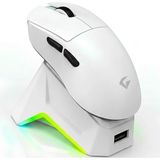 Gameagle Iceberg PIXART3311 Şarjlı Rgb Kablosuz Mouse 55GR 12800DPI [2.4 Ghz. Bluetooth Kablolu] Hafif Oyuncu Mouse - Beyaz