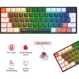 Gameagle Neopulse Oyuncu Klavyesi Mekanik Klavye Gaming Klavye Red Switch Rainbow 63 Tuşlu Gasket Klavye Mini 12MOD SİYAH - Siyah
