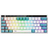 Gameagle Red Switch Mekanik Rgb Gaming Kablosuz Klavye 64 Tuşlu Rgb 3 Modlu Bluetooth, 2.4g, Type-C Şarjlı N-Key Rollover, Anti Ghosting Oyuncu Klavyesi - Mavi - Beyaz