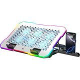 Gameagle Rgb Laptop Standı, Notebook Soğutucu, 5 Kademe 9/17 Inc Modellere Uyumlu Profesyonel Sessiz 6 Fanlı - Gümüş