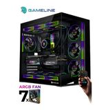 GAMELİNE V2 Grand Premium 7x ARGB PWM Fan Kumandalı USB 3.0 Gaming Bilgisayar Kasası Siyah