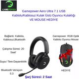 Gamepower Aero Ultra 7.1 Usb Kablolu/Kablosuz Kulak Üstü Oyuncu Kulaklığı +Oyuncu Mouse Hediye