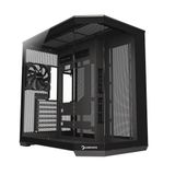 GAMEPOWER Warcry Edge Mid-Tower ATX Oyun Bilgisayar Kılıfı, Zarif Tasarım, Çift Bölmeli Temperli Cam, 1x PWM Fan, Tip-C, Toz Filtresi, Siyah