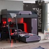 Gamer Ledli Dolaplı Masalı Ranza, Antrasit