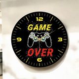 Gamer Oyuncu Renkli Baskı Desenli Sayılı Hediyelik Ahşap Sessiz Duvar Saati 45CM