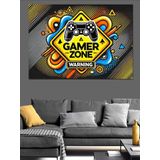 Gamer Zone Uyarı Tabelası Dekoratif Kanvas - Mdf Ahşap Tablo