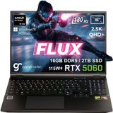 GameRaider FLUX GR16 AMD Ryzen 9-8940HX 16GB DDR5 2TB SSD RTX 5060 8GB 115W 16 inç 2.5K QHD+ 180Hz W11 Home Gaming Laptop - 2 TB - 16 GB
