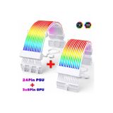 GAMETECH A-RGB Sleeved Kablo Set RGB Uzatma Kablo ( 1x24 Pin Anakart + 3x8 Pin Ekran Kartı )