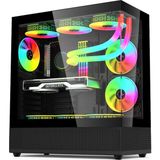 Gametech Phantom Siyah Midi Tower Kasa 6x120 mm RGB Fanlı Sıvı Soğutma Desteği ile Oyun İçin