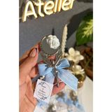Gami Handmade Bebe Mavi Kurdeleli Gümüş Melek Ayna Magnet Söz, Nişan, Düğün, Nikah, Mevlüt Hediyelik - 20 Adet