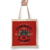 Gaming Escape Reality Play Games Bez Çanta Uzun Saplı - Açık Bej - 40 X 40