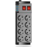 Gampus 2mt 8li 3xusb Termal Akım Korumalı Priz 16A 4000W Isıya Dayanıklı Priz - Siyah
