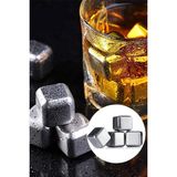 Gampus 4'lü Çelik Metal Gold Kaplama Viski Taşı Soğutma Buz Küpü Pratik Buz Kalıbı