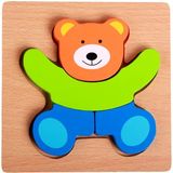 Gampus Ayıcık Şeklinde Ahşap Bultak Oyun Seti Eğitici Öğretici Oyun Set Bultak Puzzle Oyuncak