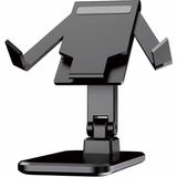 Gampus Çift Destekli Telefon / Tablet Tutucu Kaymaz Silikon Pedli Siyah Metal