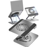 Gampus Laptop Standı Alüminyum Soğutmalı Mıknatıslı Harici Fanlı 360 Derece Döner Ayarlı Ergonomik Stand