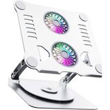 Gampus Metal Laptop Standı 360 Derece Dönebilir Rgb Çift Fanlı Premium Tablet Laptop Notebook Standı