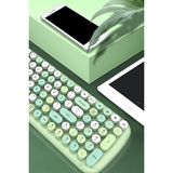 Gampus Retro Kablosuz Klavye Kablosuz Daktilo Tarz Dairesel 100 Tuşlu Bluetooth Klavye - Yeşil
