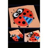 Gampus Uğur Böceği Şeklinde Ahşap Bultak Oyun Seti Eğitici Öğretici Oyun Set Bultak Puzzle Oyuncak