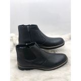 Gamze 456 ST01097 Gerçek Deri Yanı Lastikli Siyah Erkek Bot