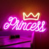 Ganeen Duvar Dekoru için Taç Neon Tabelalar, Prenses LED Neon Işık Asılı LED Tabelalar, Yatak Odası Duvarı için Dekoratif LED Duvar Tabelası, USB Gücü ile Oda Düğün Parti Bar Noel Hediyesi