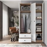Gani Home GaniHome Aura 4 Kapaklı 2 Çekmeceli Gardırop Elbise Dolabı - Beyaz - Ahşap