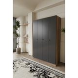 Gani Home GaniHome Linea 4 Kapaklı Gardırop Elbise Dolabı - Antrasit - Ahşap