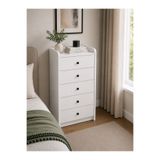GaniHome Asya 5 Çekmeceli Şifonyer Beyaz Modern Yatak Odası Dolabı