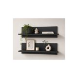 GaniHome Gani Home Vira 2'li Antrasit Duvar Rafı Seti Dekoratif Kitaplık ve Uçan Raf