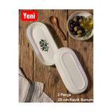 Ganita home Tabak Kayık Çerez&Sunum&Kahvaltı 25 cm 2 Parça Zeytin