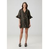 Ganni Bronz Leopar Desenli Mini Elbise - 34