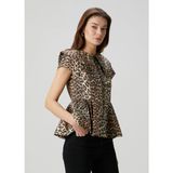 Ganni Leopar Desenli Kısa Kol Gömlek - 34