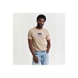 Gant Erkek Bej Regular Fit Bisiklet Yaka Logolu T-shirt