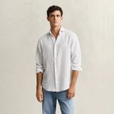 Gant Erkek Beyaz Regular Fit Çizgili Gömlek - 2XL - 110-Beyaz